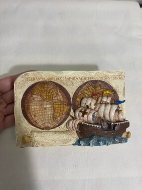 Westland Nautical Napkin Holder Sailing Ship   World Map Resin